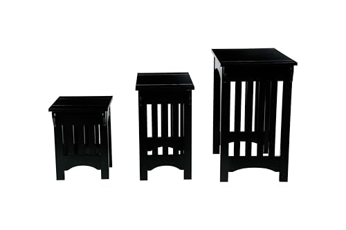 HYGRAD BUILT TO SURVIVE Black Wooden 3 Nesting Tables Traditional Chic Mid-Century with Mission Style Legs For Home Living Room End Coffee Side Table Nightstand HYGRAD BUILT TO SURVIVE