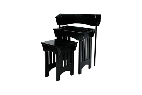 HYGRAD BUILT TO SURVIVE Black Wooden 3 Nesting Tables Traditional Chic Mid-Century with Mission Style Legs For Home Living Room End Coffee Side Table Nightstand HYGRAD BUILT TO SURVIVE