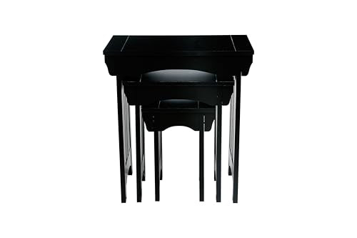 HYGRAD BUILT TO SURVIVE Black Wooden 3 Nesting Tables Traditional Chic Mid-Century with Mission Style Legs For Home Living Room End Coffee Side Table Nightstand HYGRAD BUILT TO SURVIVE