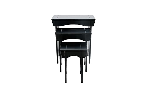 HYGRAD BUILT TO SURVIVE Black Wooden 3 Nesting Tables Traditional Chic Mid-Century with Mission Style Legs For Home Living Room End Coffee Side Table Nightstand HYGRAD BUILT TO SURVIVE