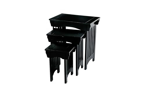 HYGRAD BUILT TO SURVIVE Black Wooden 3 Nesting Tables Traditional Chic Mid-Century with Mission Style Legs For Home Living Room End Coffee Side Table Nightstand HYGRAD BUILT TO SURVIVE