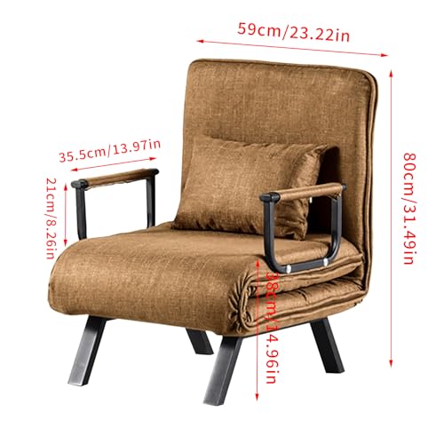 HYGRAD BUILT TO SURVIVE 4 In 1 Folding Foldable Single One Seater Padded Lazy Sofa Chair Bed Chaise Lounger Couch Recliner Sleeper With Pillow In 3 Colours (Coffee) HYGRAD BUILT TO SURVIVE