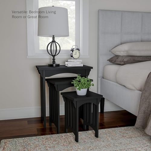 HYGRAD BUILT TO SURVIVE Black Wooden 3 Nesting Tables Traditional Chic Mid-Century with Mission Style Legs For Home Living Room End Coffee Side Table Nightstand HYGRAD BUILT TO SURVIVE
