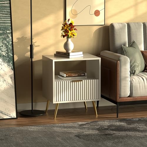 HYGRAD BUILT TO SURVIVE Free Standing White Wooden Chic Modern Bedside ...