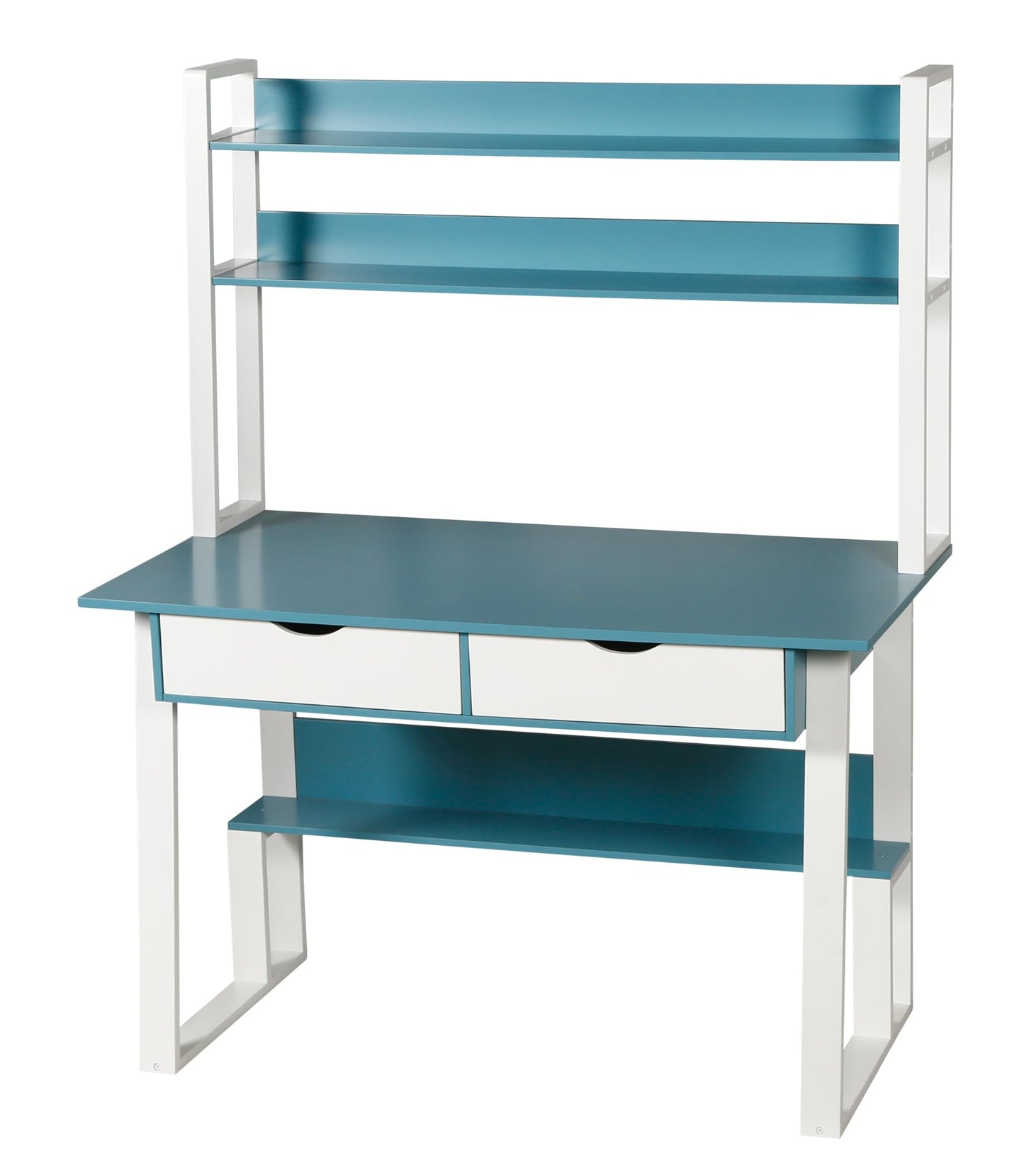 HYGRAD BUILT TO SURVIVE Wooden Pink/White Free Standing Study Table Desk With Shelves & Drawers For Kids Children Girls Home (Blue/White) HYGRAD BUILT TO SURVIVE