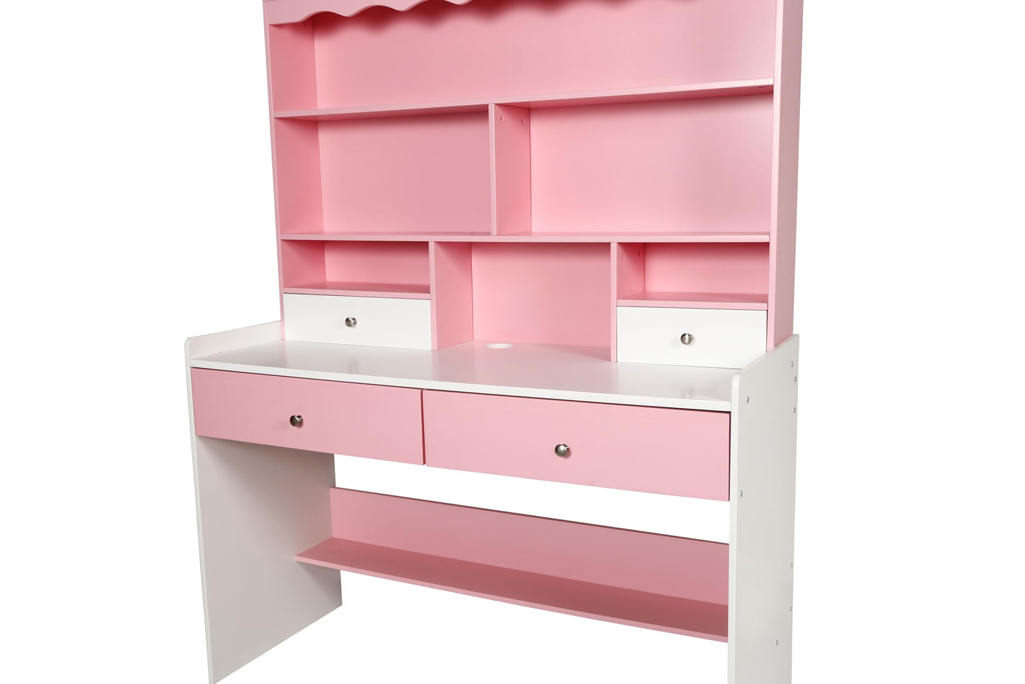 HYGRAD BUILT TO SURVIVE Wooden Pink/White Free Standing Study Table Desk With Shelves & Drawers For Kids Children Girls Home (Pink/White) HYGRAD BUILT TO SURVIVE