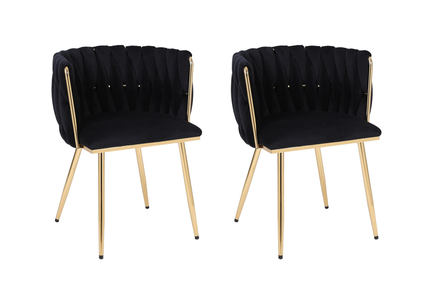 HYGRAD BUILT TO SURVIVE Set of 2 x Luxury Velvet/Metal Upholstered Seat Woven Dining Kitchen Home Restaurant Bar Pub Stool Chair (Black/Gold) HYGRAD BUILT TO SURVIVE