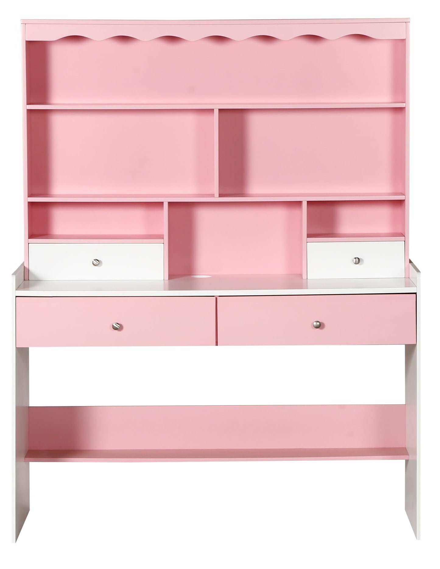 HYGRAD BUILT TO SURVIVE Wooden Pink/White Free Standing Study Table Desk With Shelves & Drawers For Kids Children Girls Home (Pink/White) HYGRAD BUILT TO SURVIVE
