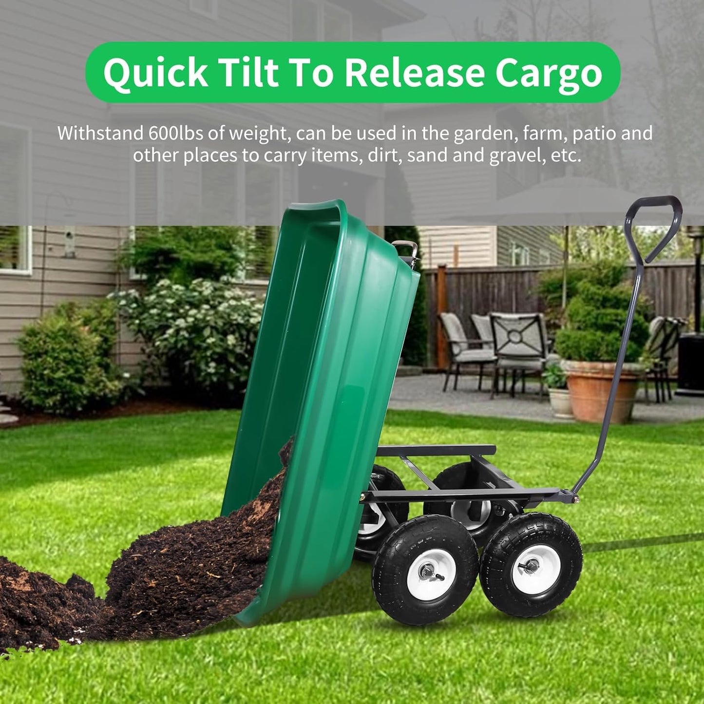 75L Lightweight Rolling Portable Garden Yard Push Dump Cart Beach Wagon Trolley Wheel Barrow HYGRAD BUILT TO SURVIVE