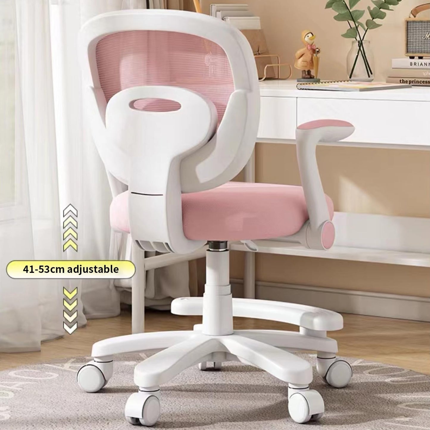 HYGRAD BUILT TO SURVIVE Swivel Chair Ergonomic Rolling Adjustable Kids Children Teens 360 Swivel Revolving Chair With Armrest & Foot Rest In Colours (Pink) HYGRAD BUILT TO SURVIVE