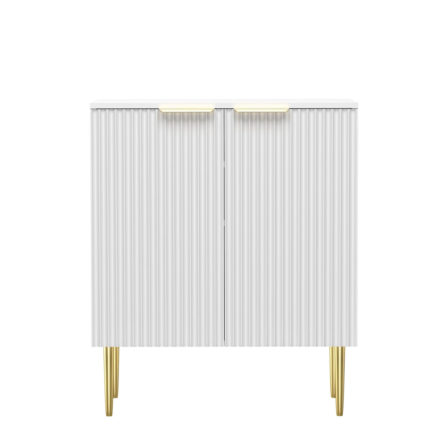 HYGRAD BUILT TO SURVIVE Free Standing Wooden Fluted Sideboard Buffet Accent Cabinet Cupboard Console Table Storage Hallway Home With 2 Doors & Gold Metal Legs HYGRAD BUILT TO SURVIVE