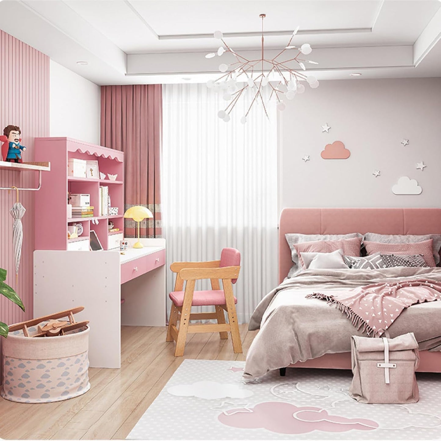 HYGRAD BUILT TO SURVIVE Wooden Pink/White Free Standing Study Table Desk With Shelves & Drawers For Kids Children Girls Home (Pink/White) HYGRAD BUILT TO SURVIVE