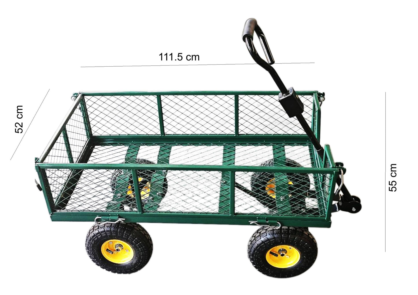 Heavy Duty Steel Mesh Portable Rolling Garden Yard Farm Dump Cart Utility Wagon Beach Trolley 180° Rotating Handle With 4 Pneumatic Wheels HYGRAD BUILT TO SURVIVE