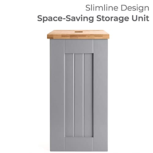 Grey Slimline Multipurpose Wooden Grey Free Standing Toilet Roll Paper Tissue Holder Bathroom Storage Unit Solution Slimline Roll Paper Cabinet, Compact Wooden Shaker, Multi-Purpose Cleaning Tidy Box HYGRAD BUILT TO SURVIVE