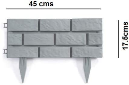 Pack of 8 Plastic Brick Effect Lawn Garden Grass Edging Skirting Border Picket Fence in 2 Colours (Terracotta) Generic