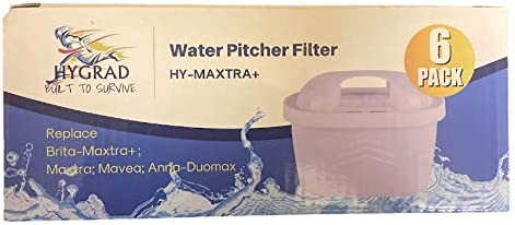 Hygrad Pack of 3 & 6 Universal Limescale Water Pitcher Filter Replacement Cartridge Refills for Brit Maxtra+ TUV SUD Certified HYGRAD BUILT TO SURVIVE