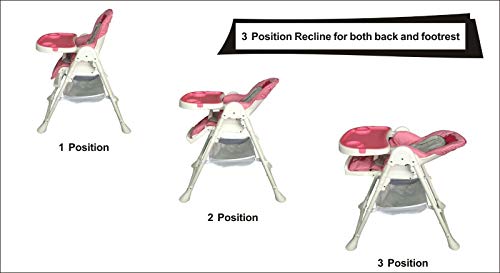 Portable 3 in 1 Baby Toddler Infant Reclining High Chair Feeding Tray Table Pink HYGRAD BUILT TO SURVIVE