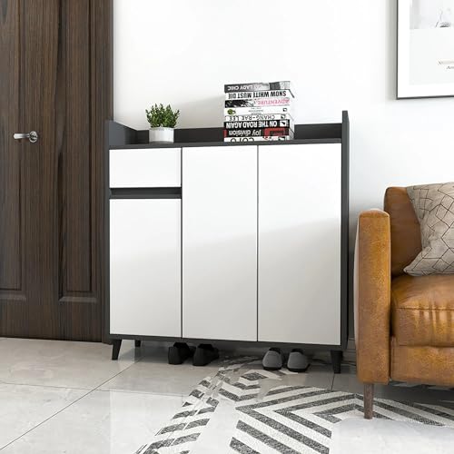 HYGRAD BUILT TO SURVIVE Wooden Shoe Cabinet with 3 Doors 5-Tier Shoe S ...