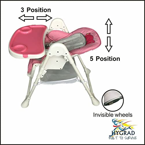 Portable 3 in 1 Baby Toddler Infant Reclining High Chair Feeding Tray Table Pink HYGRAD BUILT TO SURVIVE