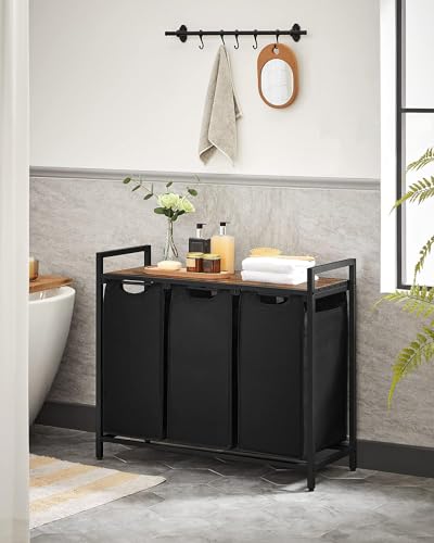 Large Industrial Wooden/Metal Laundry Hamper Basket Bin Organiser 3 x Removable Bags (30L Each) HYGRAD BUILT TO SURVIVE