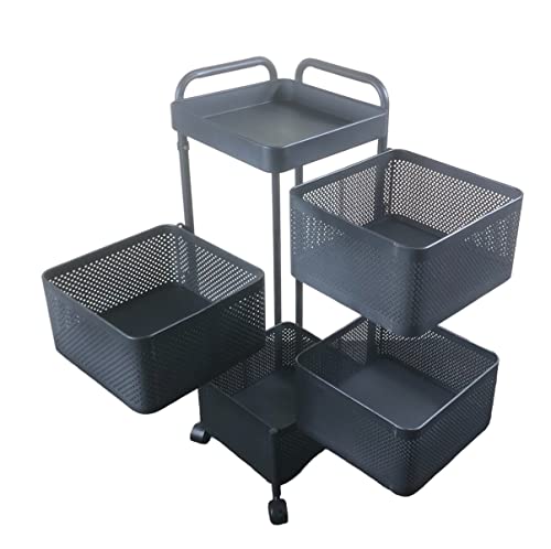HYGRAD BUILT TO SURVIVE 3, 4, 5 Tier Rolling Multi-purpose Metal Rotating Detachable Mesh Baskets Shelf Organizer Tidy With Wheels (4 Tier) HYGRAD BUILT TO SURVIVE