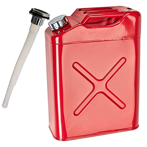 HYGRAD BUILT TO SURVIVE 20L 5 Gallon Steel Fuel Gasoline Petrol Diesel Water Jerry Can Tank Container Backup Storage Gasoline Metal Cans with Spout for Storage Fuel Petrol Diesel Oil Container HYGRAD BUILT TO SURVIVE