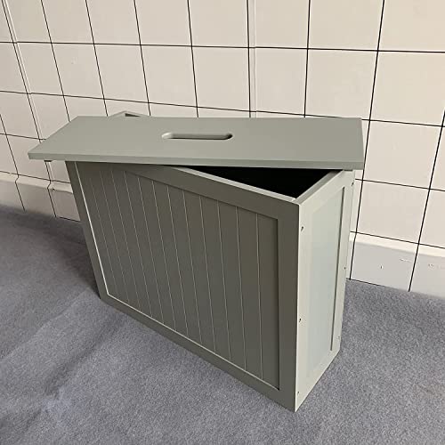 Grey Free Standing Bamboo Slimline Bathroom Toilet Tissue Roll Spray Storage Box With Lid HYGRAD BUILT TO SURVIVE