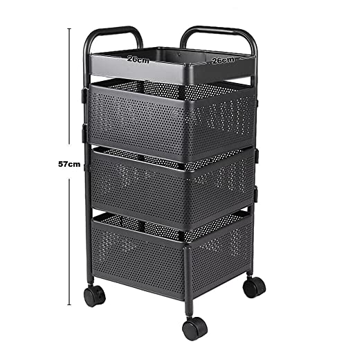 HYGRAD BUILT TO SURVIVE 3, 4, 5 Tier Rolling Multi-purpose Metal Rotating Detachable Mesh Potato/Fruits/Vegetable Storage Baskets Shelf Organizer Tidy Kitchen Rack With Wheels (3 Tier) HYGRAD BUILT TO SURVIVE