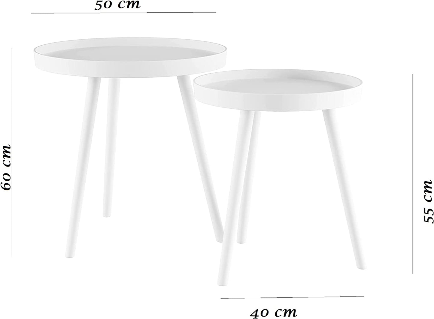 Set of 2 x White Round Wooden Lounge Living Room Coffee End Side Tray Tables Console HYGRAD BUILT TO SURVIVE