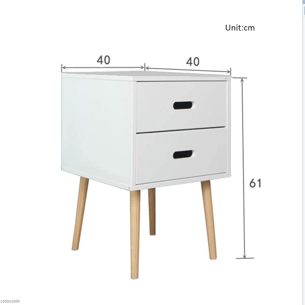 HYGRAD BUILT TO SURVIVE Nightstand Retro White Wooden Bedroom Bedside Table Cabinet Storage With 2 Drawers HYGRAD BUILT TO SURVIVE