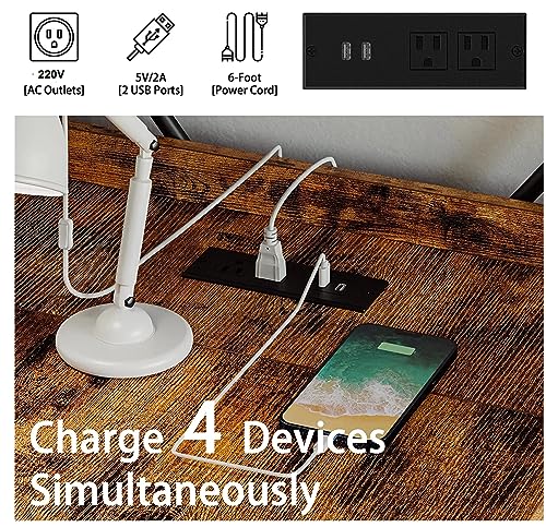 HYGRAD BUILT TO SURVIVE 4 Tier Industrial Look Wooden Reversible Computer Study Writing Table Desk Work Station FOr PC Desktop With UK Sockets & USB Ports HYGRAD BUILT TO SURVIVE