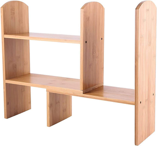 Hygrad Bamboo Desktop Expandable Organizer Desk Stand Bookshelf Display Storage Shelves for Office & Home HYGRAD BUILT TO SURVIVE