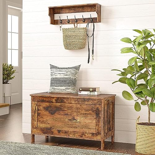 Bench With Storage Chest, Bed End Stool, Hallway, Bedroom, Living Room, Metal, Easy Assembly, Industrial Design, Barn / Vintage Rustic Brown Style Strong and Sturdy Loading Capacity 100kg HYGRAD BUILT TO SURVIVE