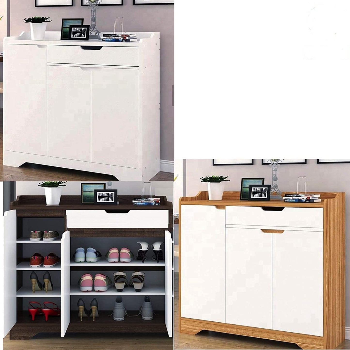 White Shoe Storage Cabinet Unit Cupboard Hallway Furniture Living Room Shoe Rack HYGRAD® Generic