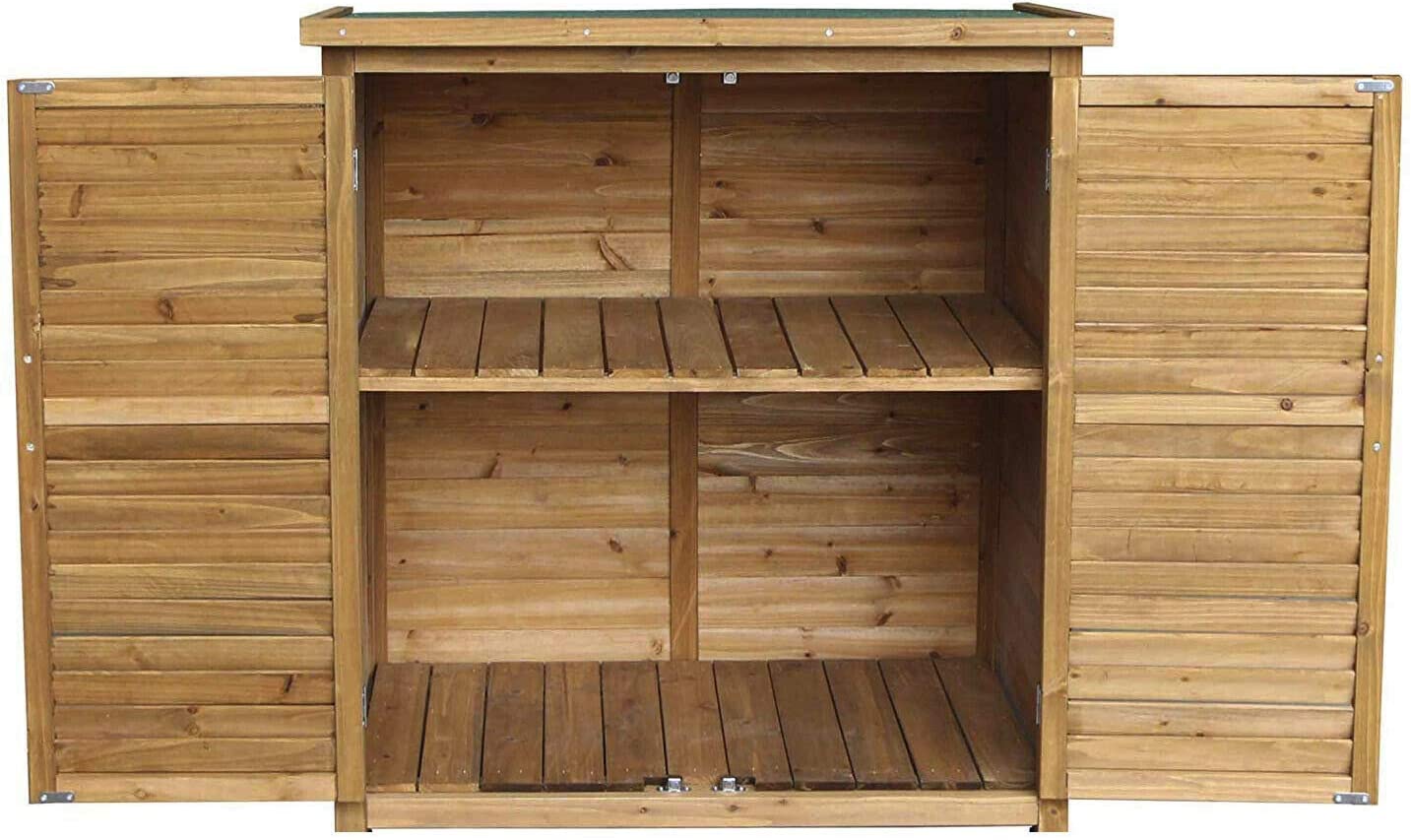 HYGRAD All Weather Wooden Outdoor Garden Lawn Cabinet Tool Shed Shelf Cupboard Storage In 2 Sizes (Large: 87 x 46.5 x 96cm) Generic