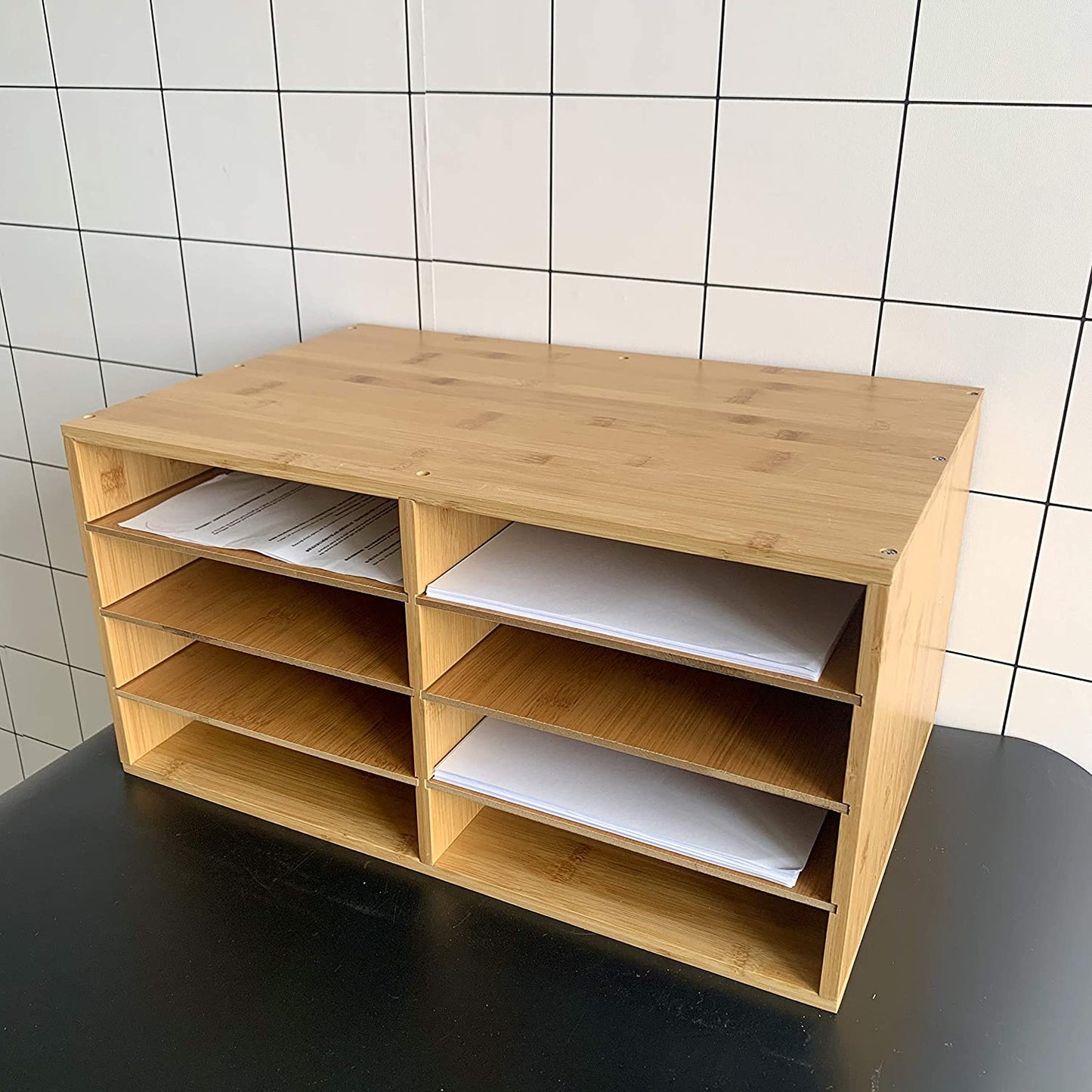 File A4 Paper Hygrad Large Bamboo Desktop File Sorter A4 Document Desk Tidy Organisers Storage 8 Compartments, 49 x 31 x 25cm HYGRAD BUILT TO SURVIVE
