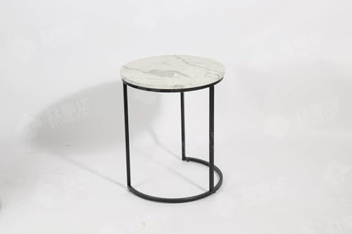 HYGRAD BUILT TO SURVIVE Set of 2 Marble/Metal Round Oval Nesting Side End Coffee Table White/Gold, White/Black, Black/Black & Black/Gold For Home Living Bed Room (White/Black) HYGRAD BUILT TO SURVIVE