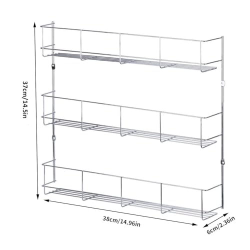 HYGRAD BUILT TO SURVIVE Multifunction Wall Mount Inside Cabinet Cupboard Silver Metal Spice Herb Jar Container Storage Rack Shelf Organiser Kitchen Tidy Home (3 Tier) HYGRAD BUILT TO SURVIVE