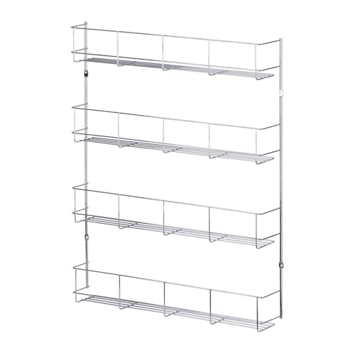 HYGRAD BUILT TO SURVIVE Multifunction Wall Mount Inside Cabinet Cupboard Silver Metal Spice Herb Jar Container Storage Rack Shelf Organiser Kitchen Tidy Home (4 Tier) HYGRAD BUILT TO SURVIVE