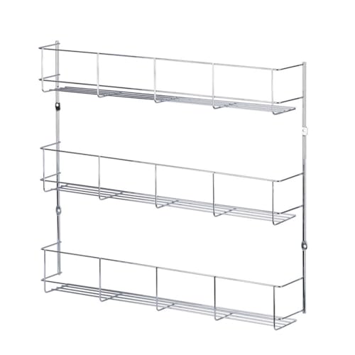 HYGRAD BUILT TO SURVIVE Multifunction Wall Mount Inside Cabinet Cupboard Silver Metal Spice Herb Jar Container Storage Rack Shelf Organiser Kitchen Tidy Home (3 Tier) HYGRAD BUILT TO SURVIVE