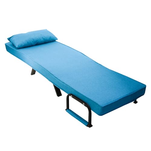 HYGRAD BUILT TO SURVIVE 4 In 1 Folding Foldable Single One Seater Padded Lazy Sofa Chair Bed Chaise Lounger Couch Recliner Sleeper With Pillow In 3 Colours (Blue) HYGRAD BUILT TO SURVIVE