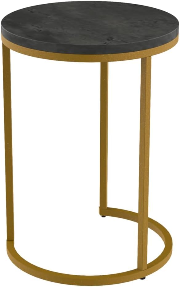 HYGRAD BUILT TO SURVIVE Set of 2 Marble/Metal Round Oval Nesting Side End Coffee Table White/Gold, White/Black, Black/Black & Black/Gold For Home Living Bed Room (Black/Gold) HYGRAD BUILT TO SURVIVE