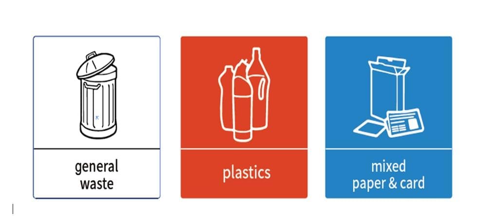 HYGRAD BUILT TO SURVIVE 3 Compartment Portable Floor Standing Metal/Plastic Pedal Recycle Trash Waste Bin Can In 45L 60L & 3 Colours With Stickers & Bin Liners (Silver, 60L) HYGRAD BUILT TO SURVIVE