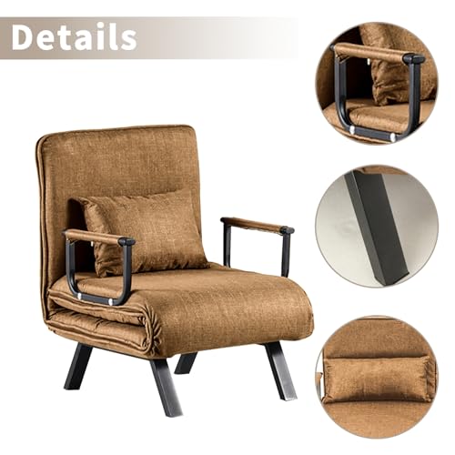 HYGRAD BUILT TO SURVIVE 4 In 1 Folding Foldable Single One Seater Padded Lazy Sofa Chair Bed Chaise Lounger Couch Recliner Sleeper With Pillow In 3 Colours (Coffee) HYGRAD BUILT TO SURVIVE