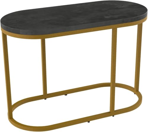 HYGRAD BUILT TO SURVIVE Set of 2 Marble/Metal Round Oval Nesting Side End Coffee Table White/Gold, White/Black, Black/Black & Black/Gold For Home Living Bed Room (Black/Gold) HYGRAD BUILT TO SURVIVE