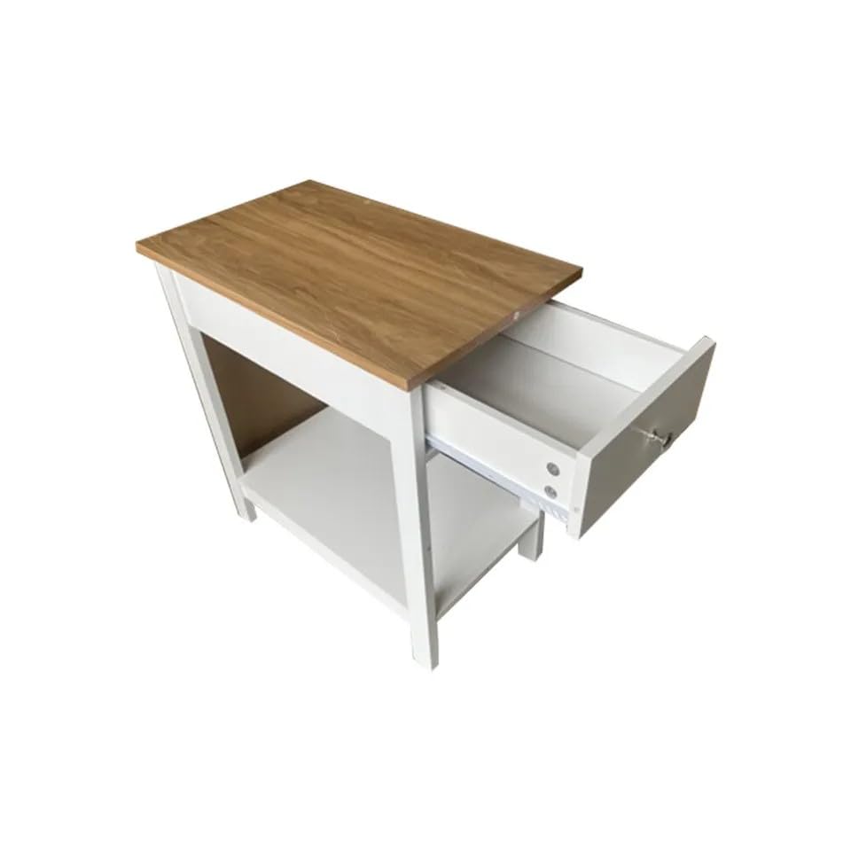 HYGRAD BUILT TO SURVIVE ®Compact Size L30xW53xH58cm White Bedside Table - Side Table Living Room with Drawer and Storage Shelf- Slim End Table for Modern Home Décor HYGRAD BUILT TO SURVIVE