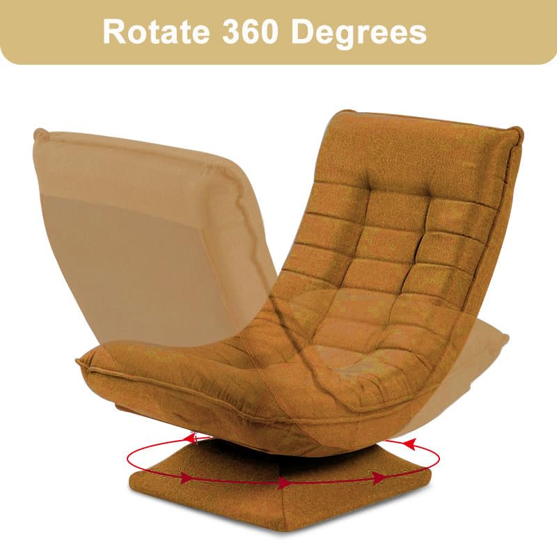 HYGRAD BUILT TO SURVIVE Swivel Armchair Chair, 5-Fold Adjustable Lazy High Lounge, Folding Swing Chair 360-Degree Rotatable With Adjustable Backrest, For Home & Living Room (Brown) HYGRAD BUILT TO SURVIVE