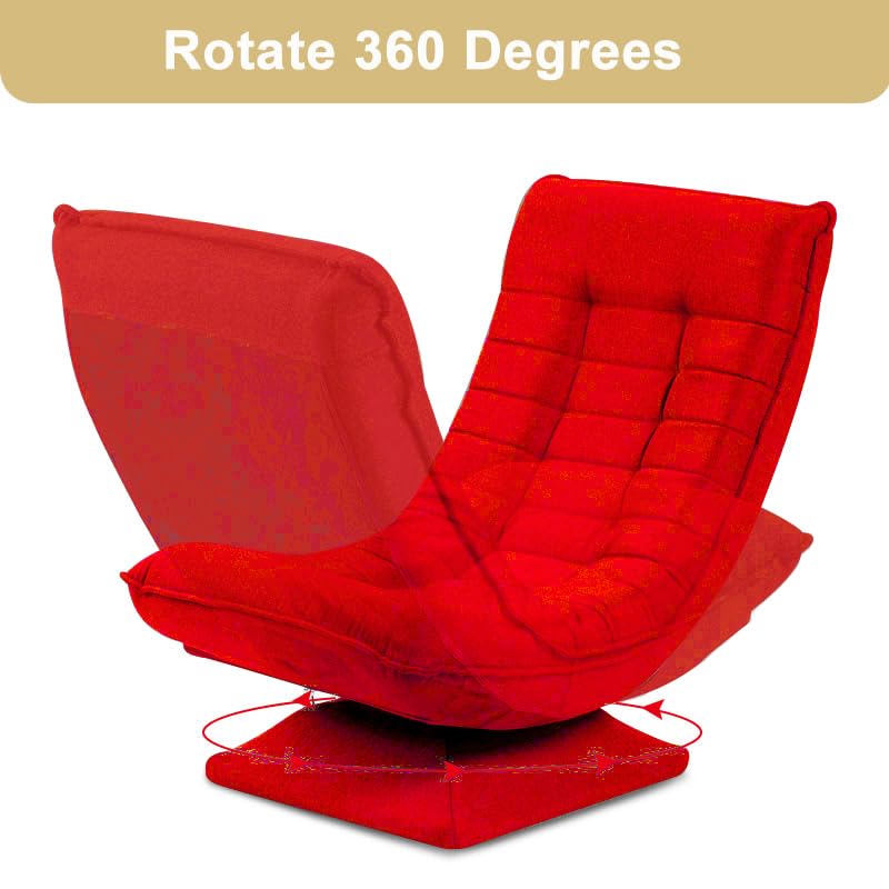 HYGRAD BUILT TO SURVIVE Swivel Armchair Chair, 5-Fold Adjustable Lazy High Lounge, Folding Swing Chair 360-Degree Rotatable With Adjustable Backrest, For Home & Living Room (Red) HYGRAD BUILT TO SURVIVE