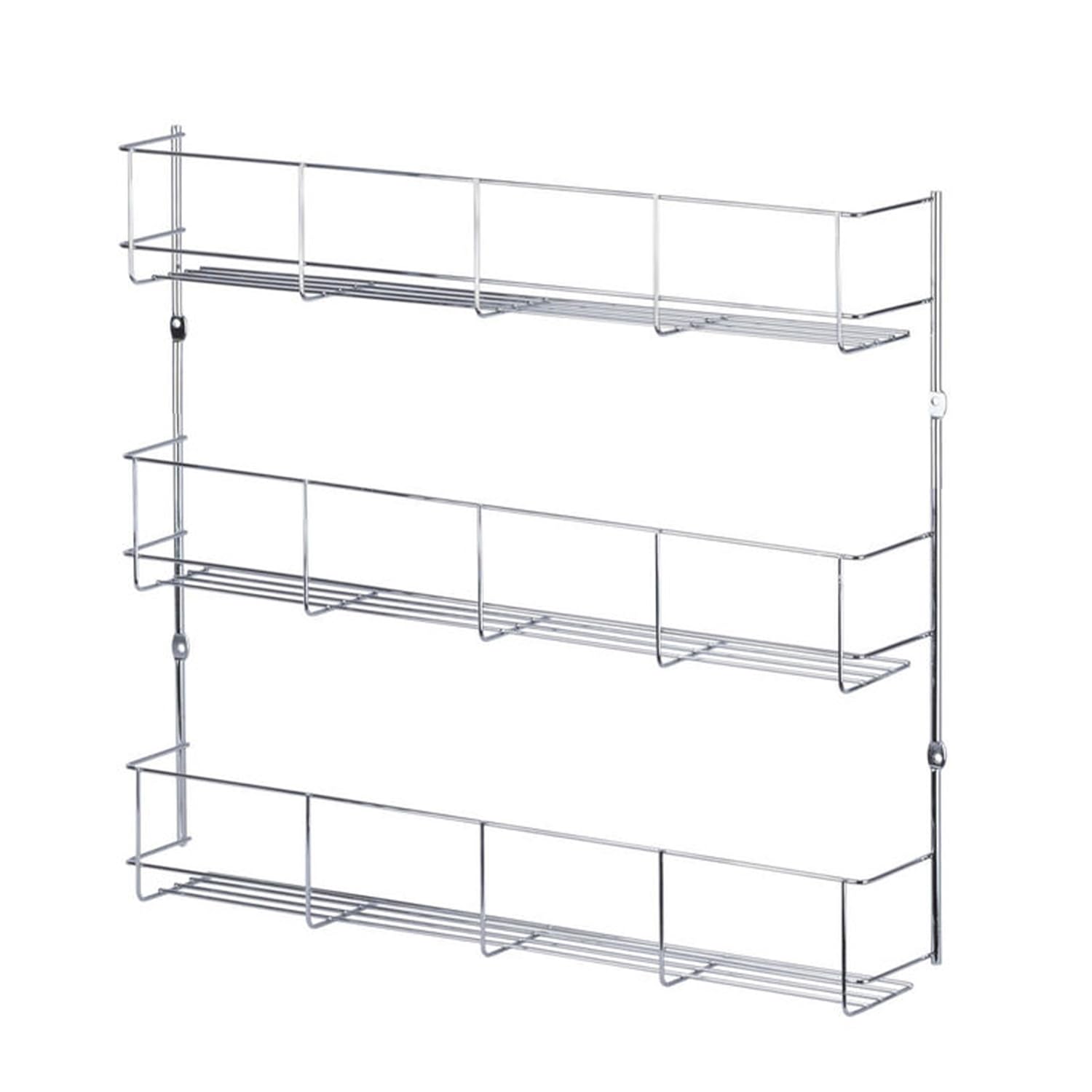 HYGRAD BUILT TO SURVIVE Multifunction Wall Mount Inside Cabinet Cupboard Silver Metal Spice Herb Jar Container Storage Rack Shelf Organiser Kitchen Tidy Home (3 Tier) HYGRAD BUILT TO SURVIVE