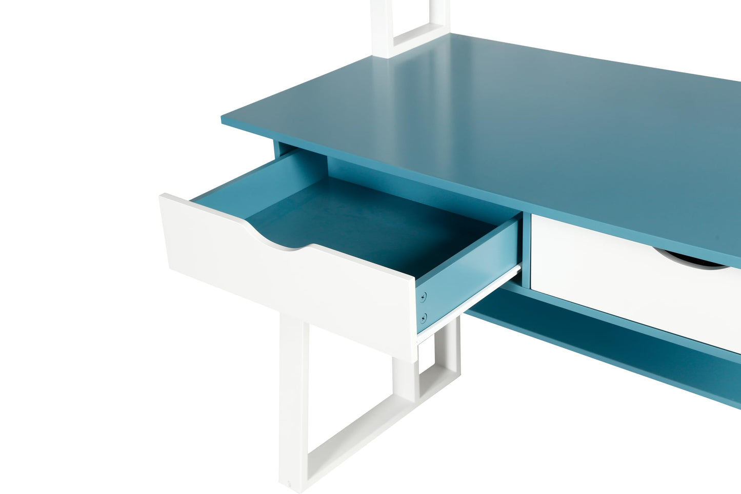HYGRAD BUILT TO SURVIVE Wooden Pink/White Free Standing Study Table Desk With Shelves & Drawers For Kids Children Girls Home (Blue/White) HYGRAD BUILT TO SURVIVE